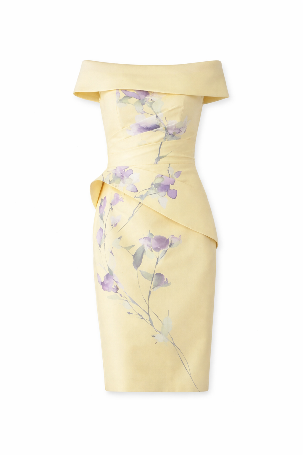 Mikado Floral Print Peplum Dress