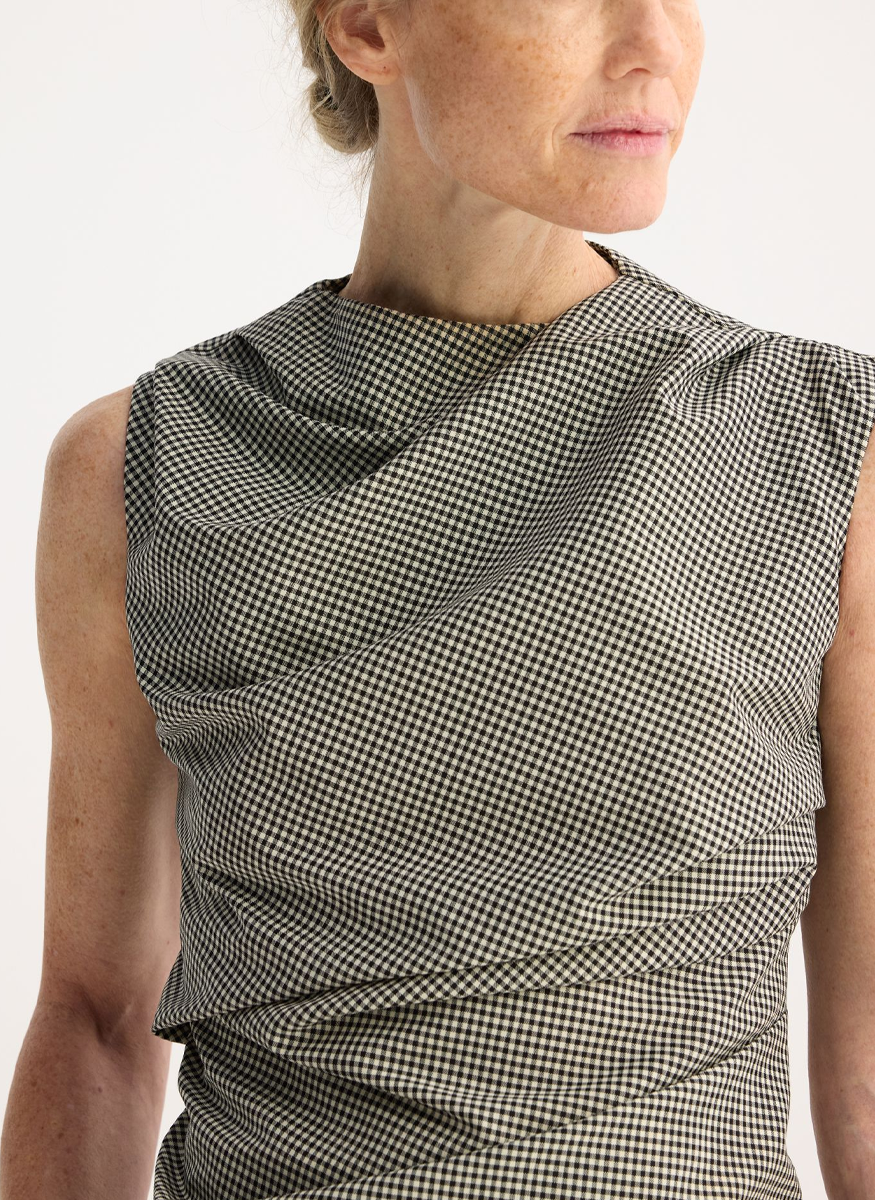 Mini Check Top with Cowl Neck - Róhe