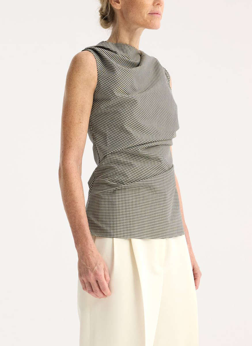 Mini Check Top with Cowl Neck - Róhe