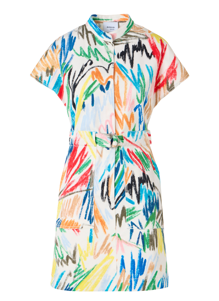 Cotton Print Denim Dress