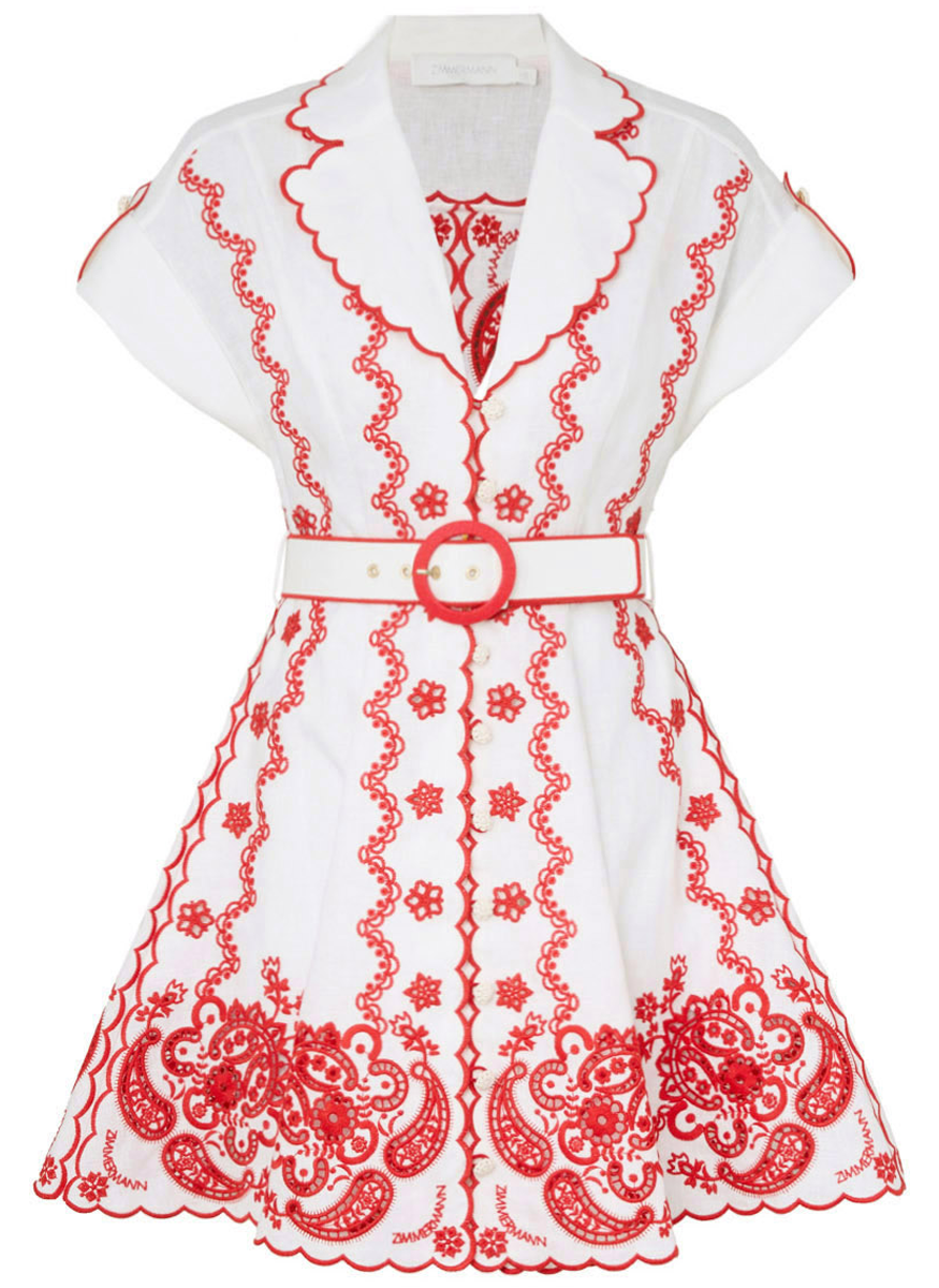 ワンピース ZIMMERMANN LUCKY PRINTED MINI DRESS ZIMMERMANN Lucky belted printed linen mini dress | NET-A-PORTER