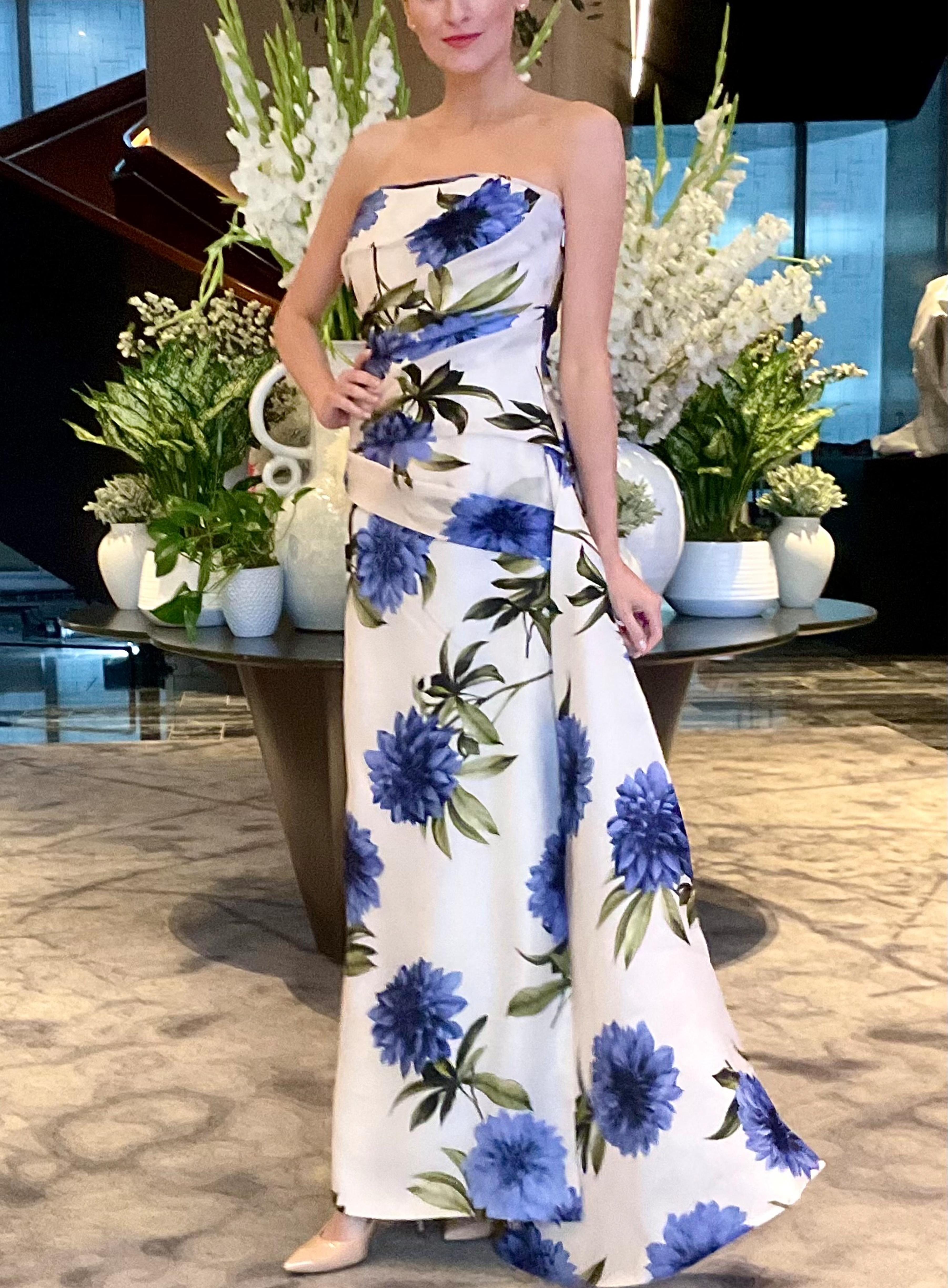 Italian Satin Silk Organza Gown  Elizabeth Anthony