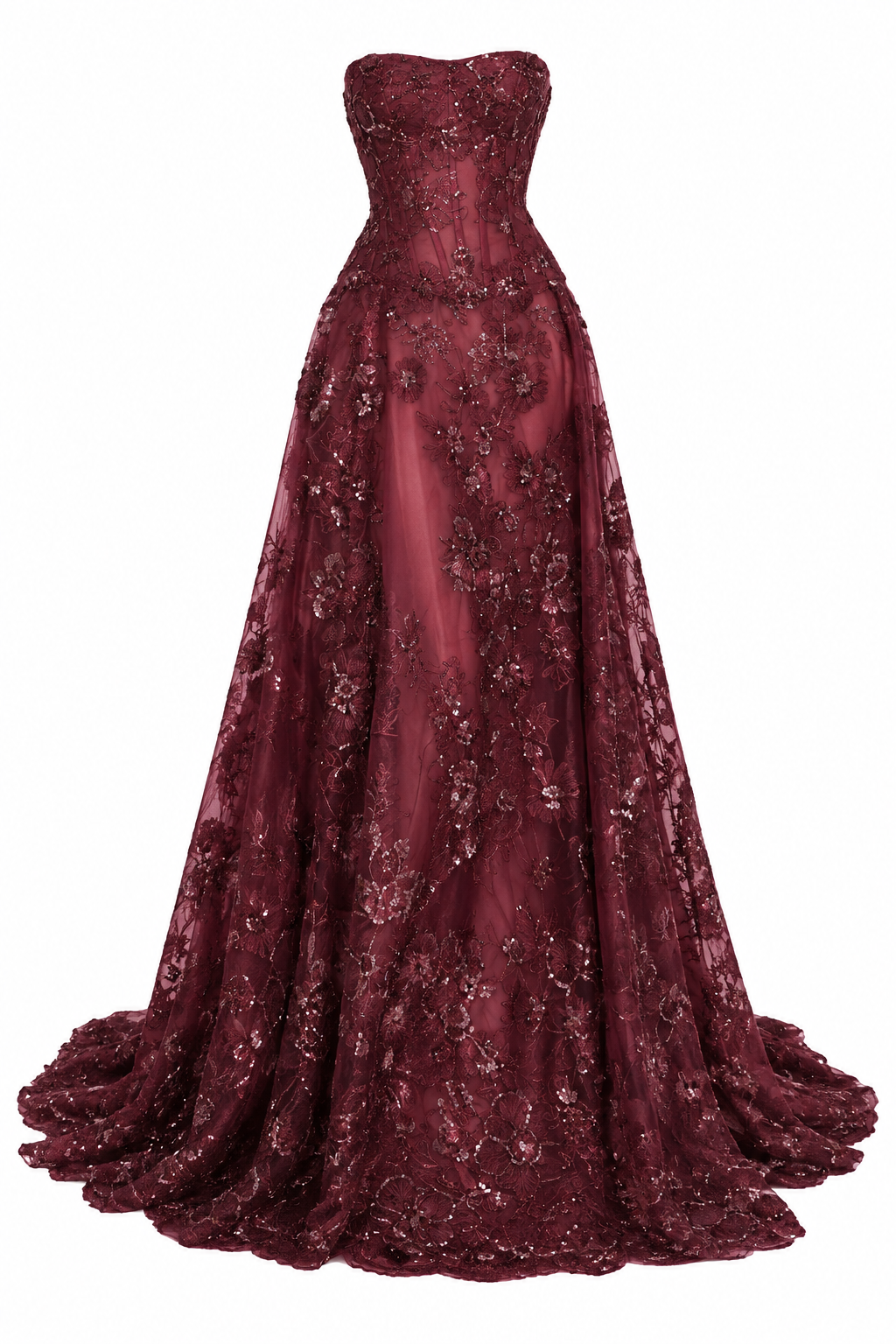 Flowers Embroidered Tulle With Bows