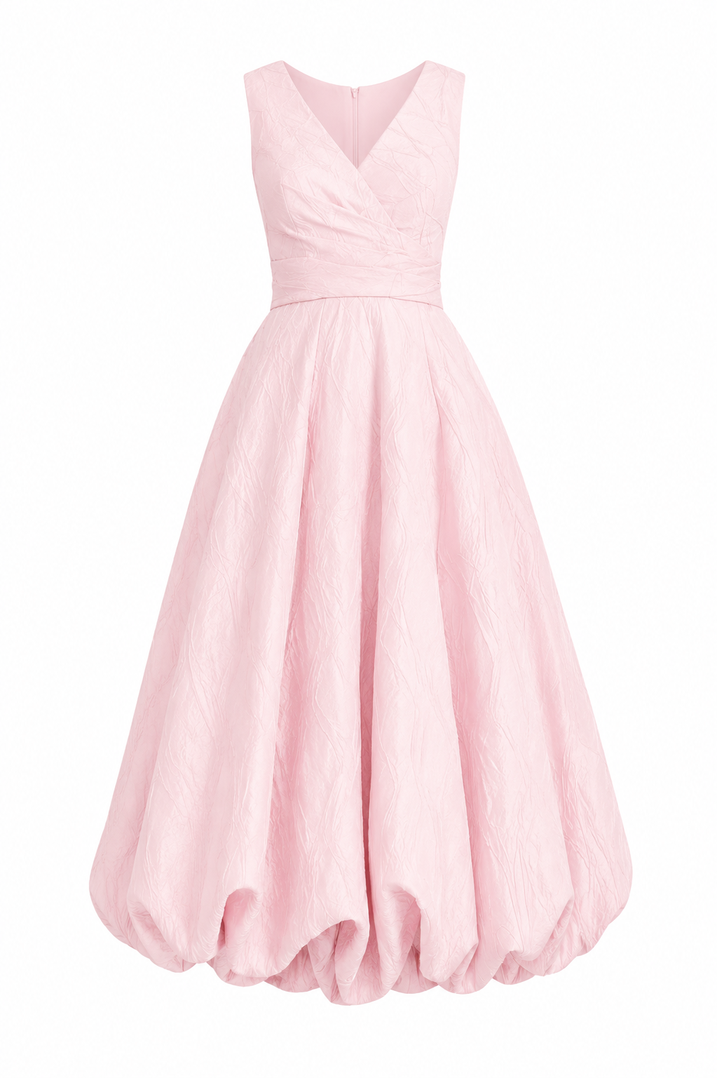 Nostalgy Mikado Jacquard V-Neck Dress