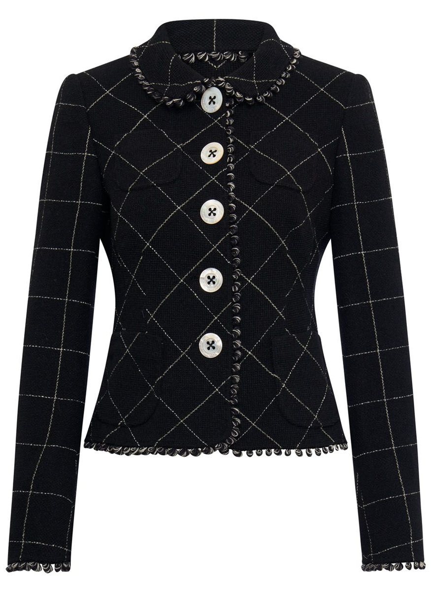 Peter Pan Collar Windowpane Jacket