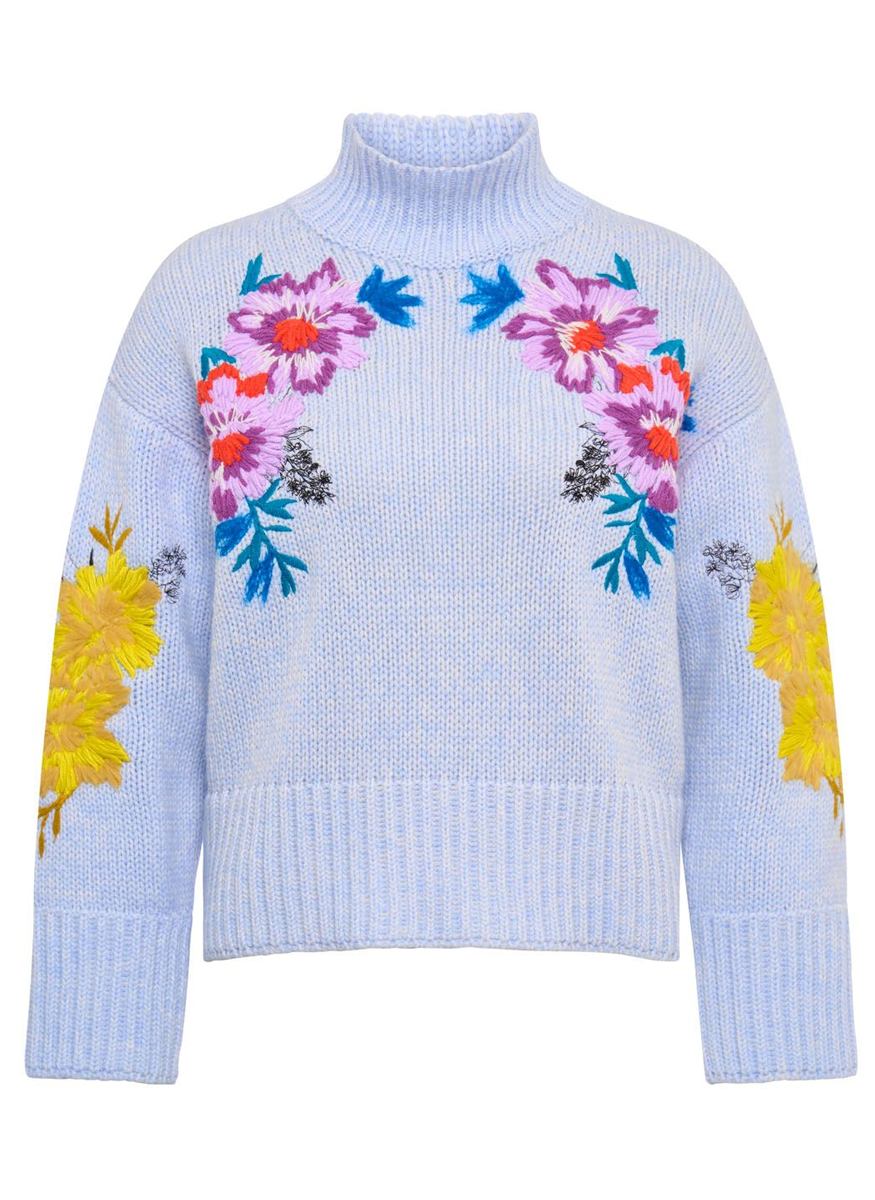 Light Blue Embroidered Pullover