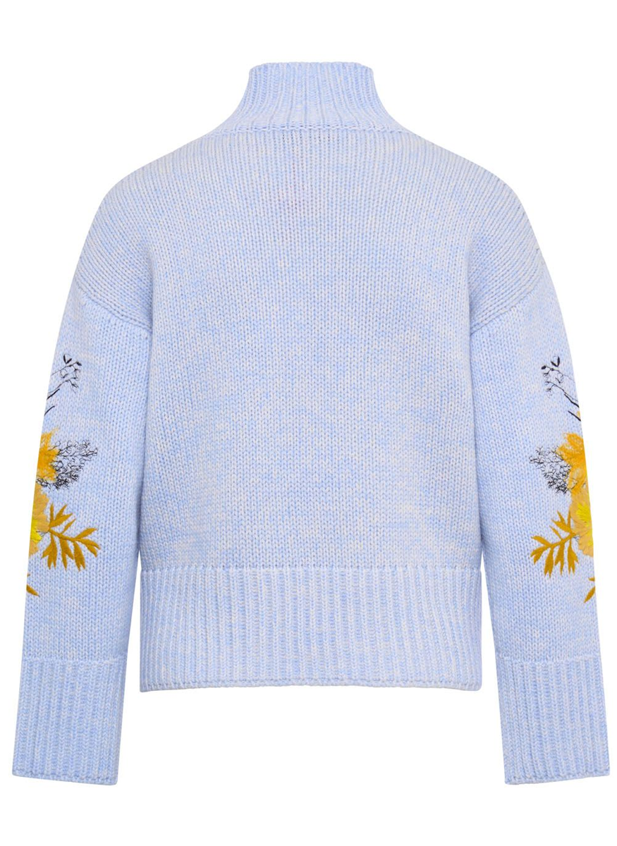 Light Blue Embroidered Pullover