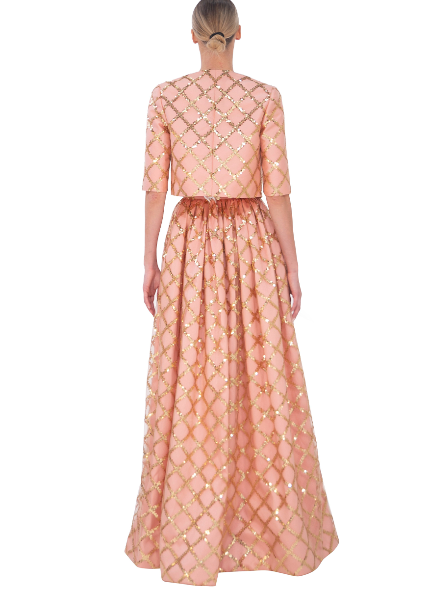 Lattice Gold Gown and Jacket