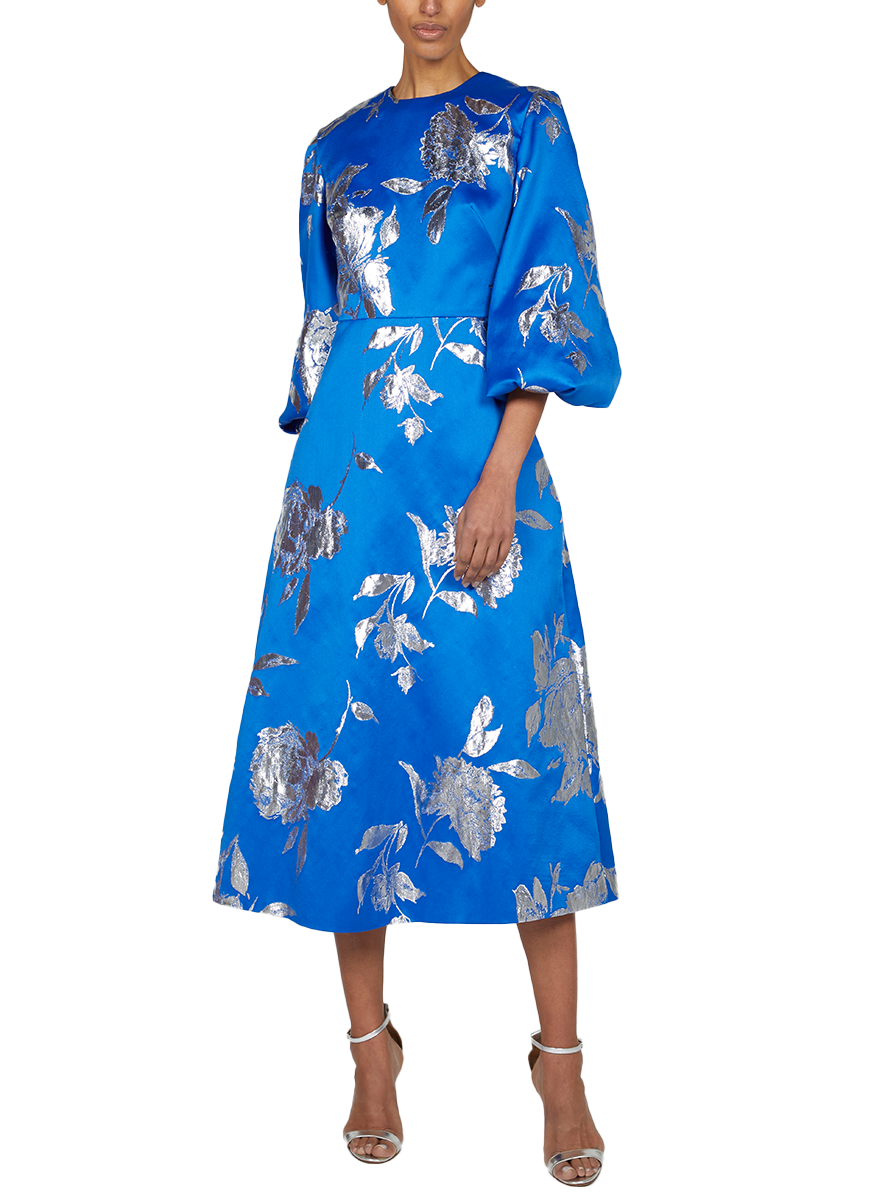 white christmas dresses FLORAL METALLIC JACQUARD AND TAFFETA SILK LINED IN GOLD | CULT MIA main image 0