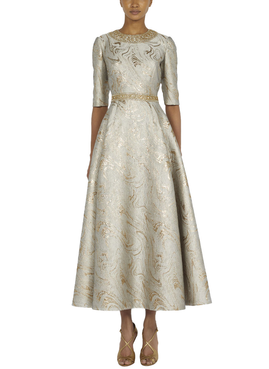 Marble Brocade Cocktail Dress