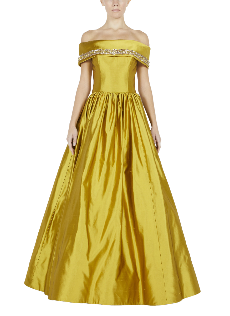 Off The Shoulder Ball Gown with Sequin Detail
