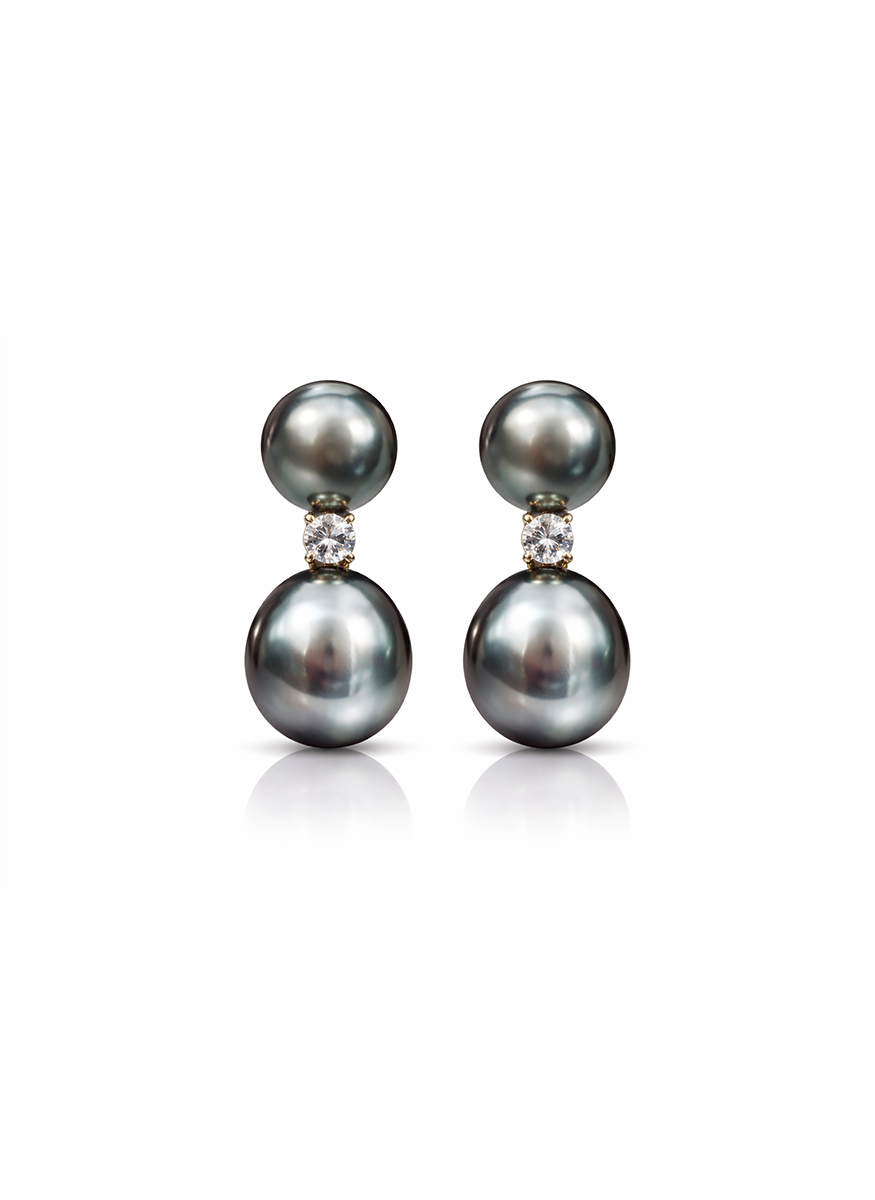 Tahitian Pearl and Diamond Earrings