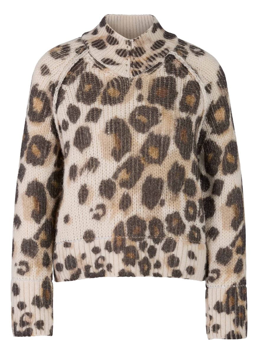 Raglan Sleeve Loose Mock Leopard Sweater