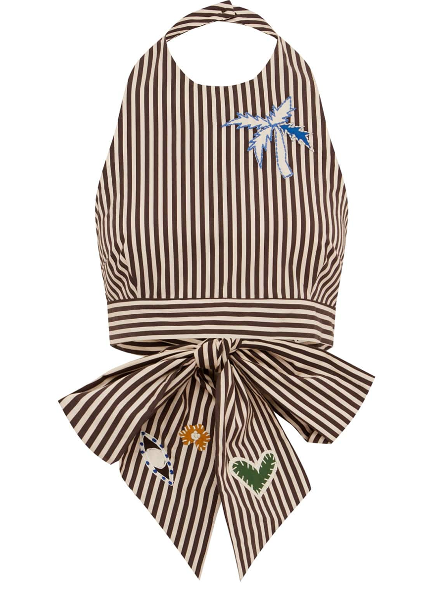 Sirocoo Embroidered Halter Top