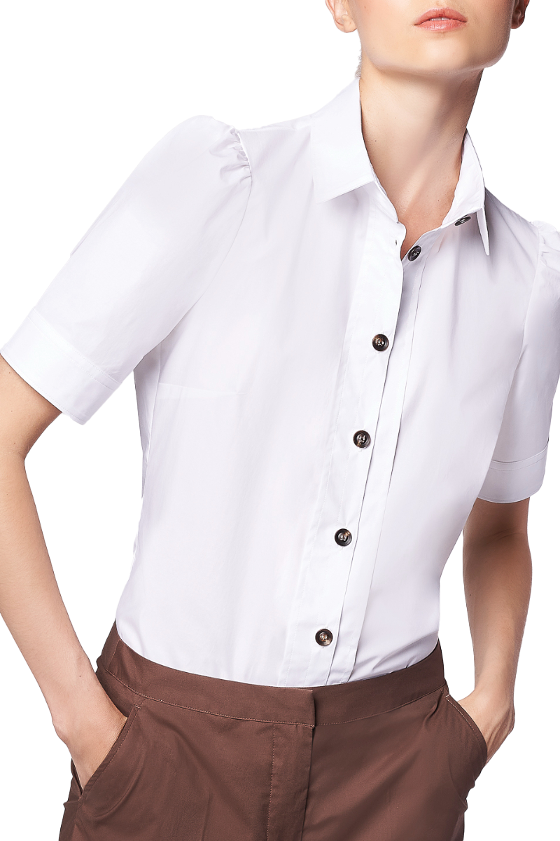 Cotton Stretch Blend Short Sleeve Top