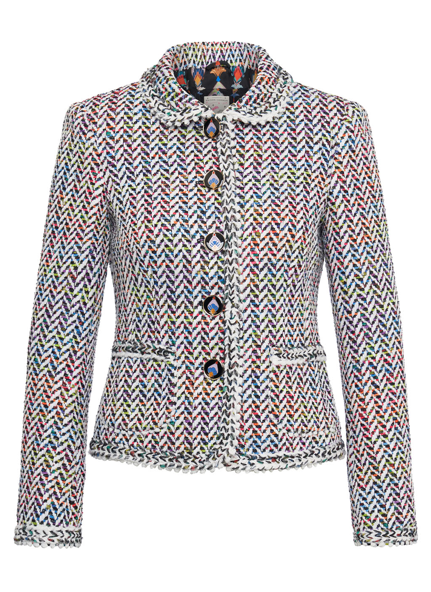 Cotton Blend Lurex Herringbone Jacket