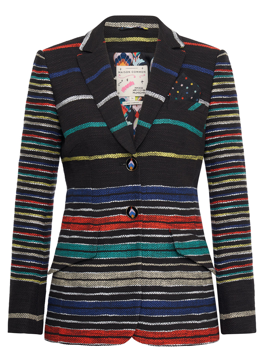 Cotton Blend 2 Button Striped Blazer