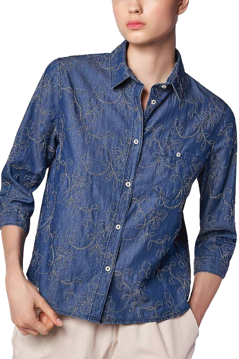 Embroidered Denim Top
