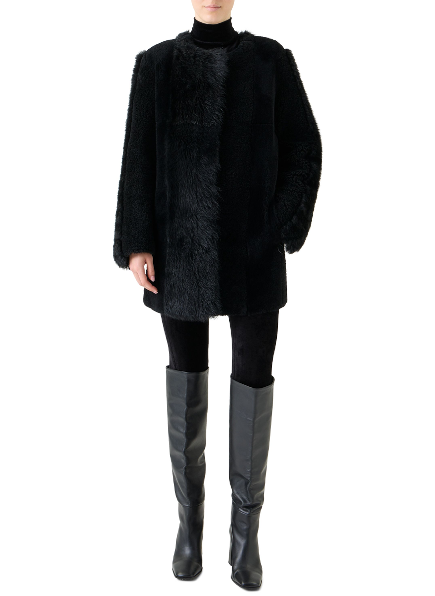 Patchwork Shearling Coat