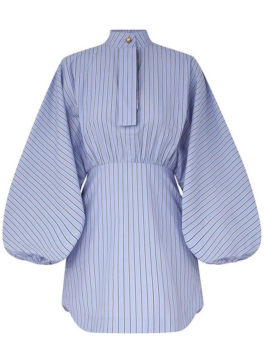 Drawstring Stripe Mini Dress
