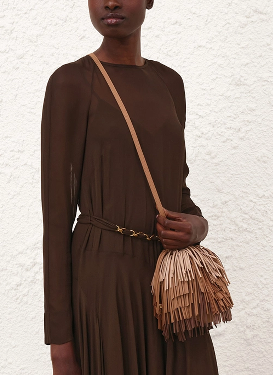Fringe Crossbody in Taupe