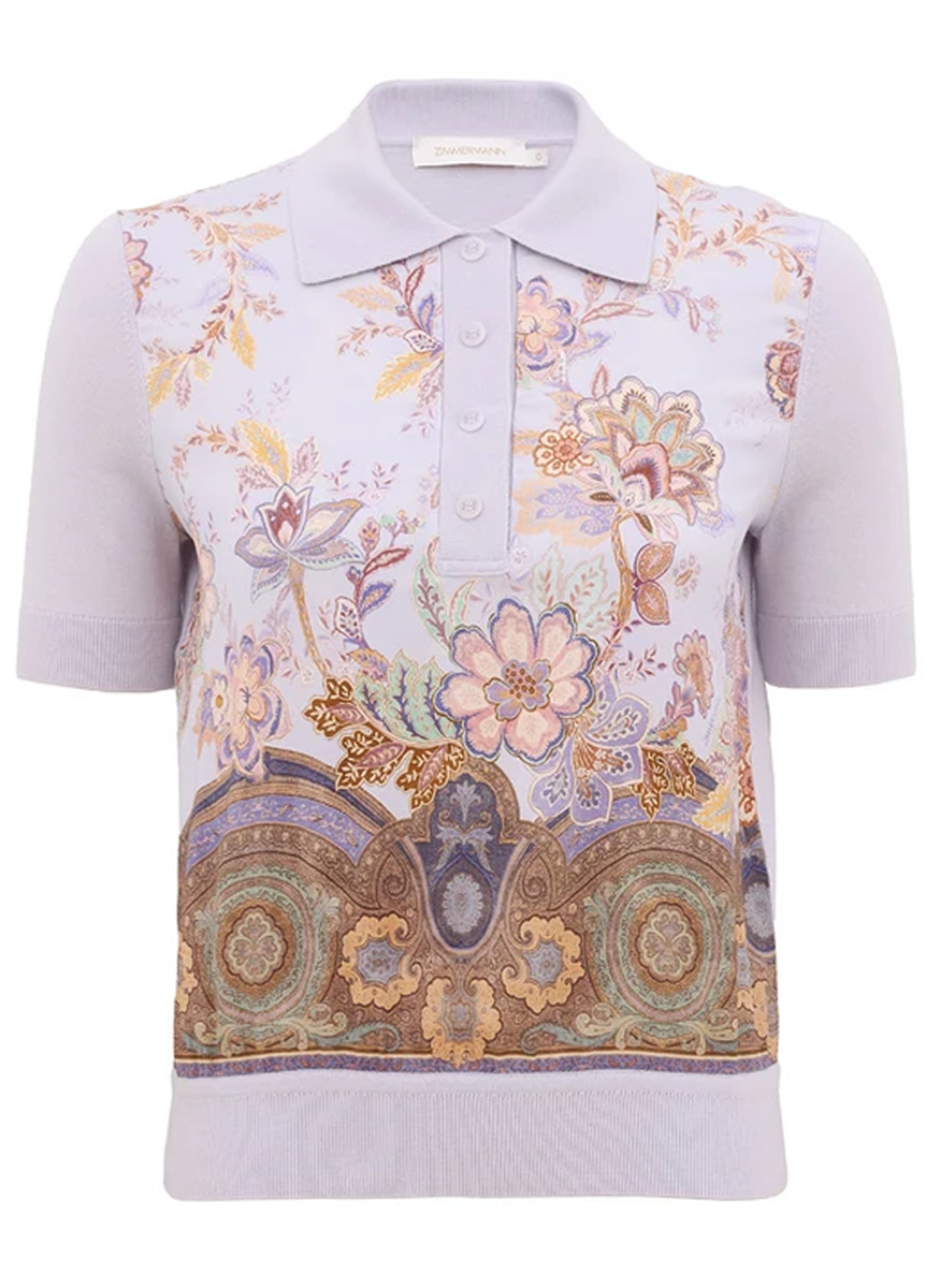Luna Printed Silk Polo