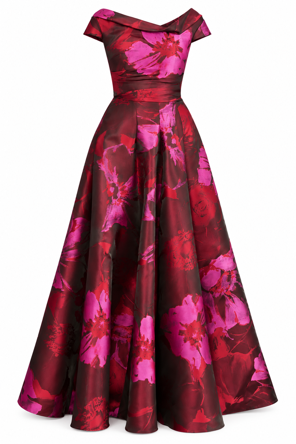 Evening Gown in Hibiscus Jacquard