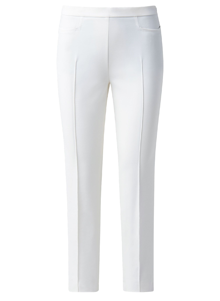 Franca Slim Ankle-Length Cotton Techno Stretch Pants in Cream