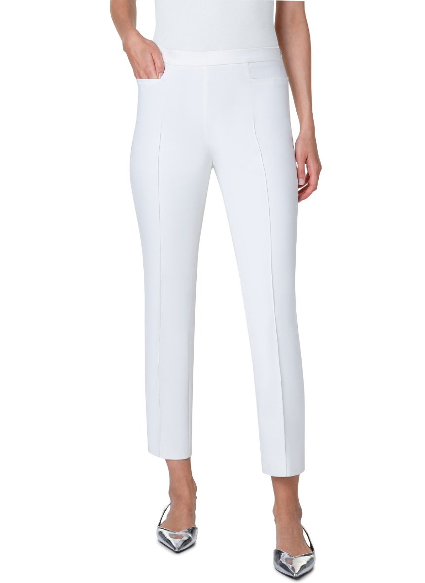 Franca Slim Ankle-Length Cotton Techno Stretch Pants in Cream
