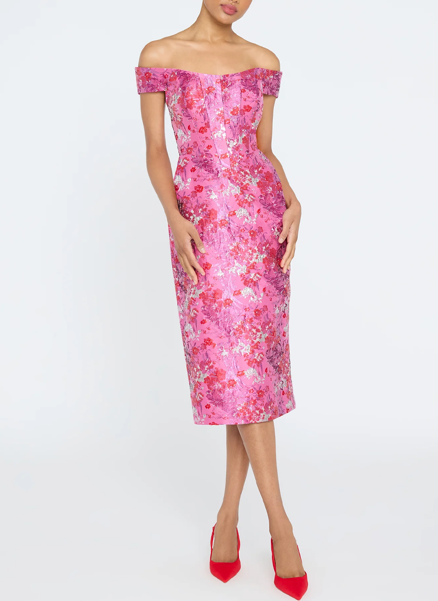 Chantal Off Shoulder Jacquard Cocktail Dress