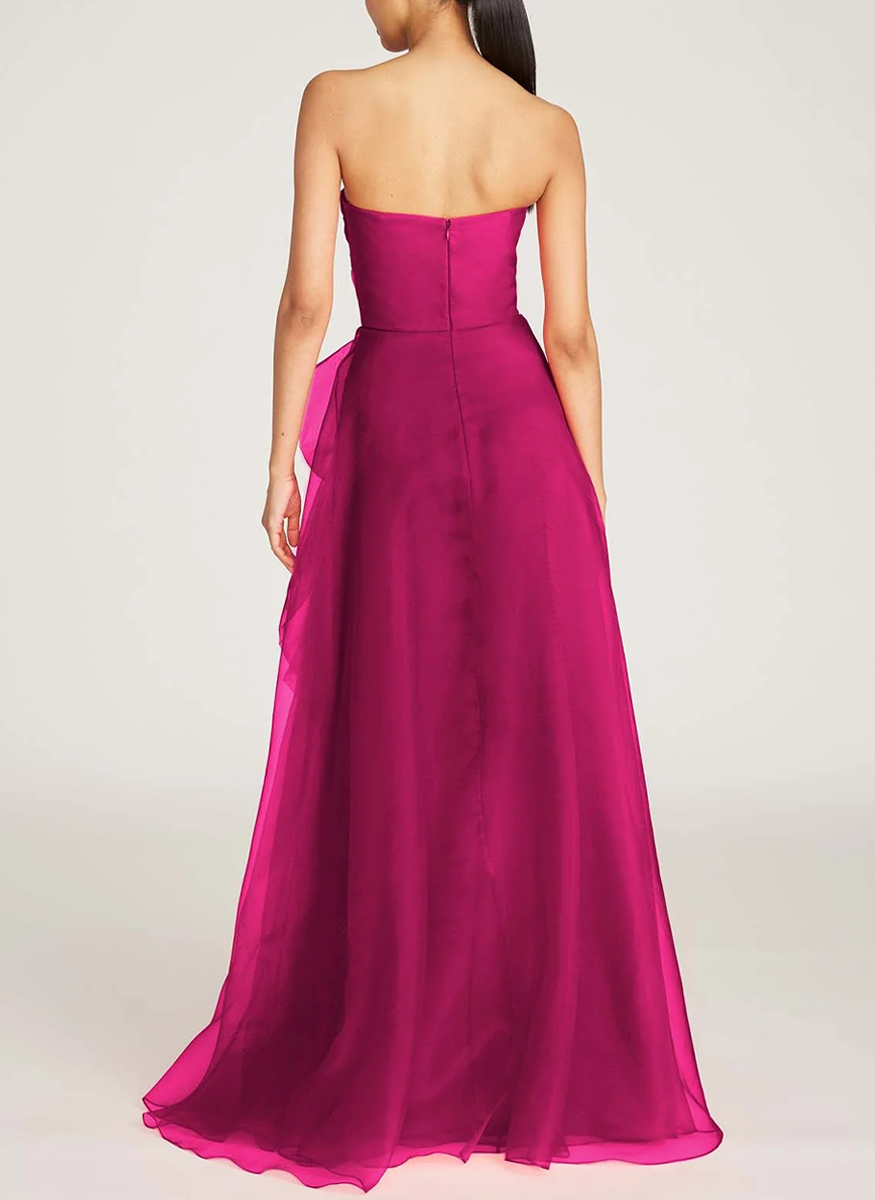 Teresa Strapless Draped Gown - THEIA