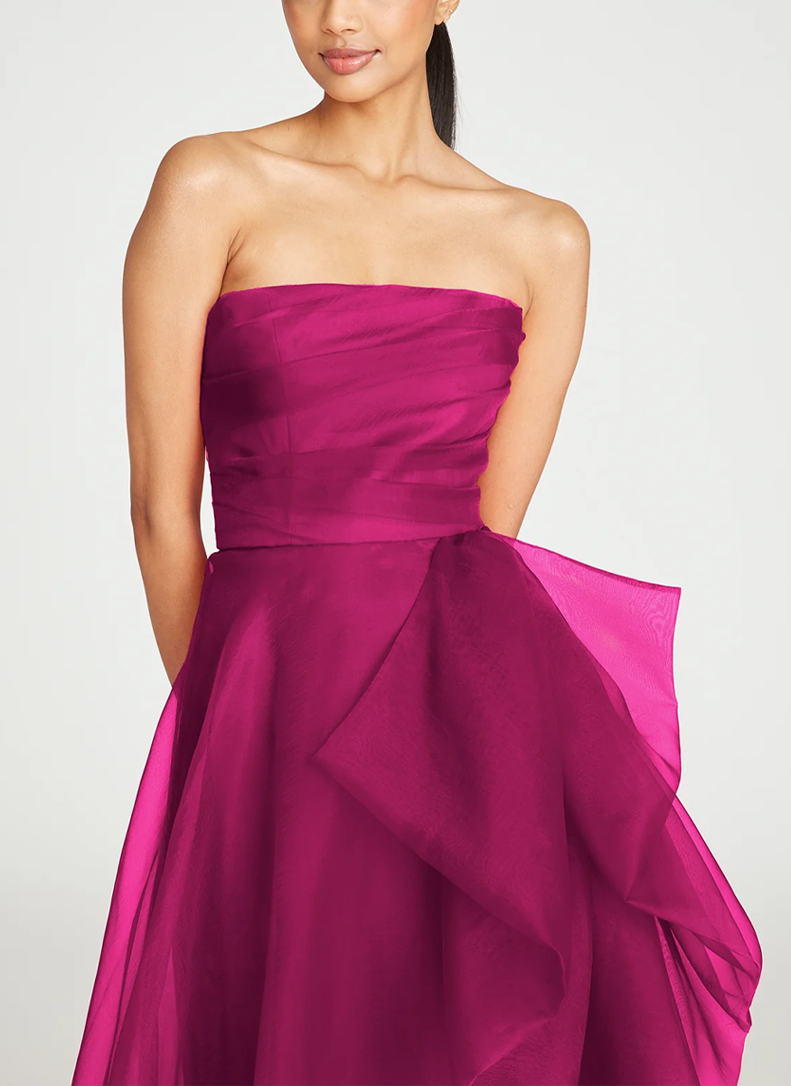 Teresa Strapless Draped Gown - THEIA