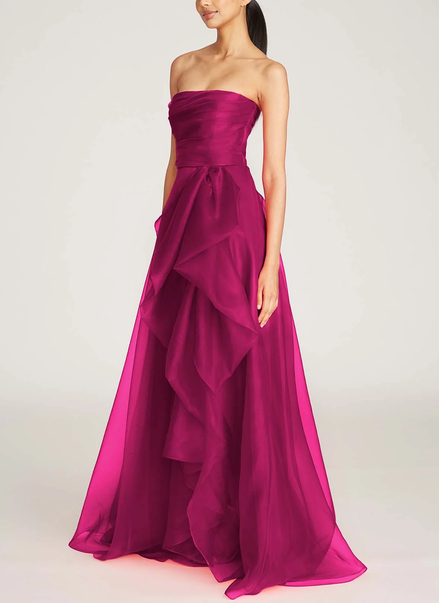 Teresa Strapless Draped Gown - THEIA