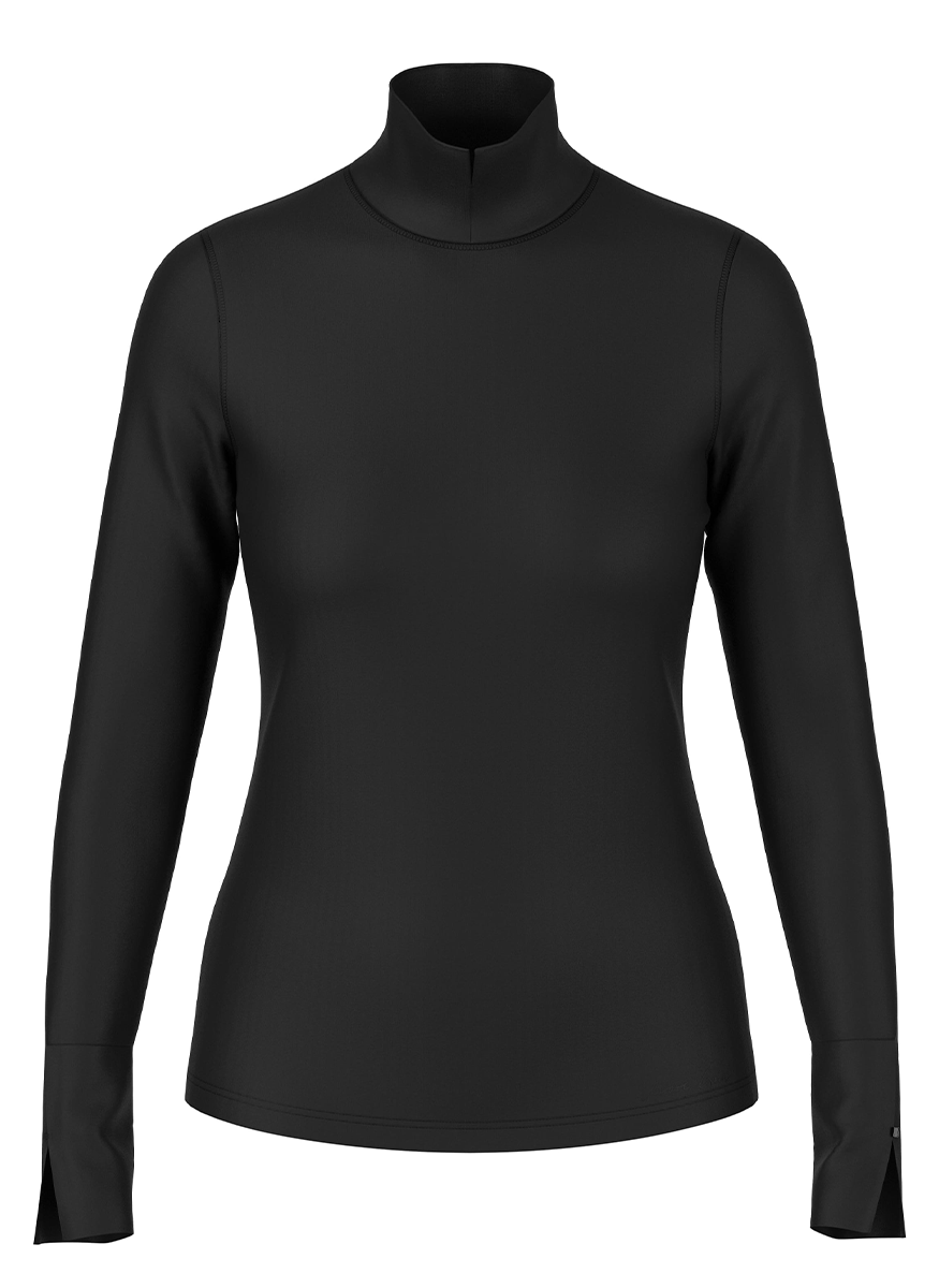 Split Mock Neck Long Sleeve Top With Sleeve Detail