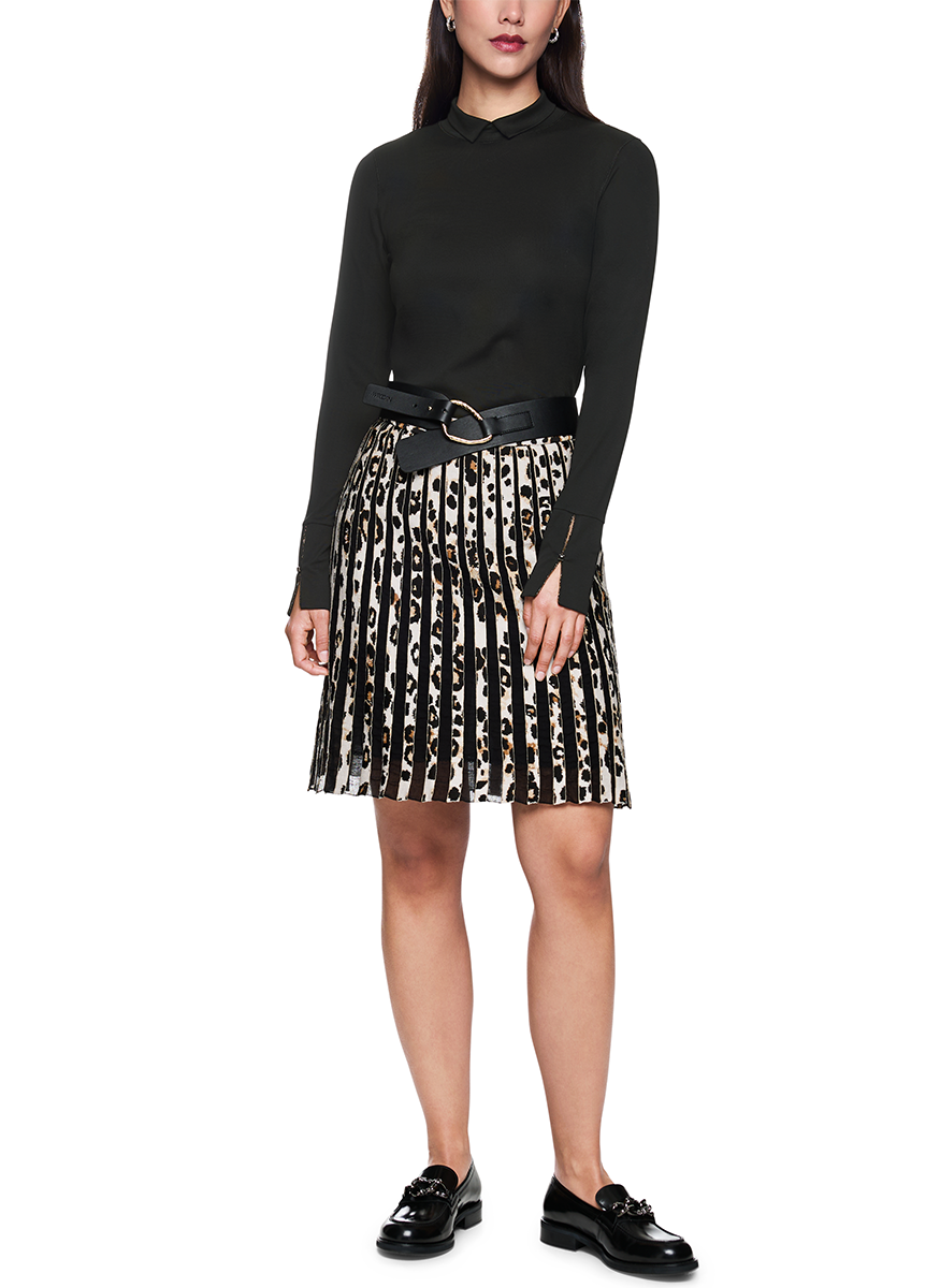 Split Mock Neck Long Sleeve Top With Sleeve Detail