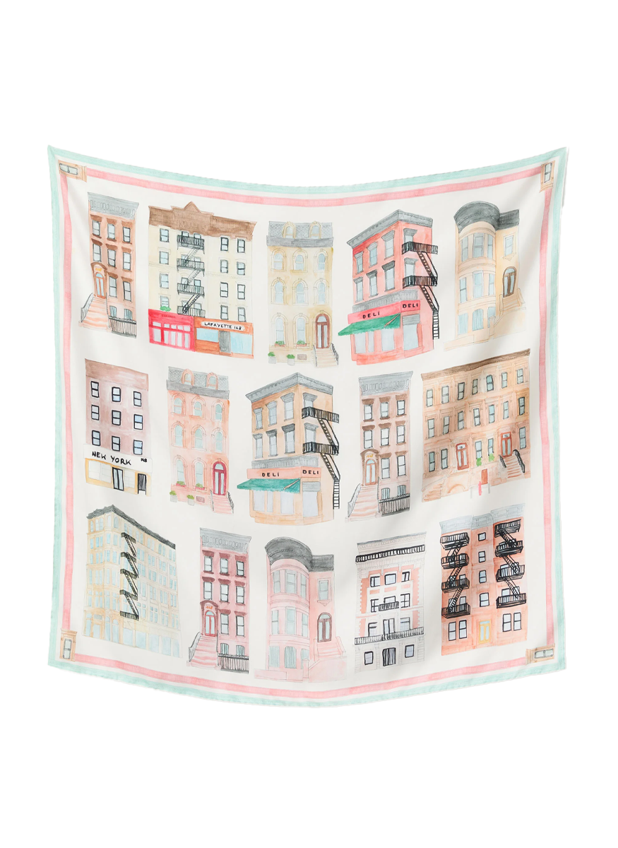 Pied-À-Terre Print Silk Twill Scarf