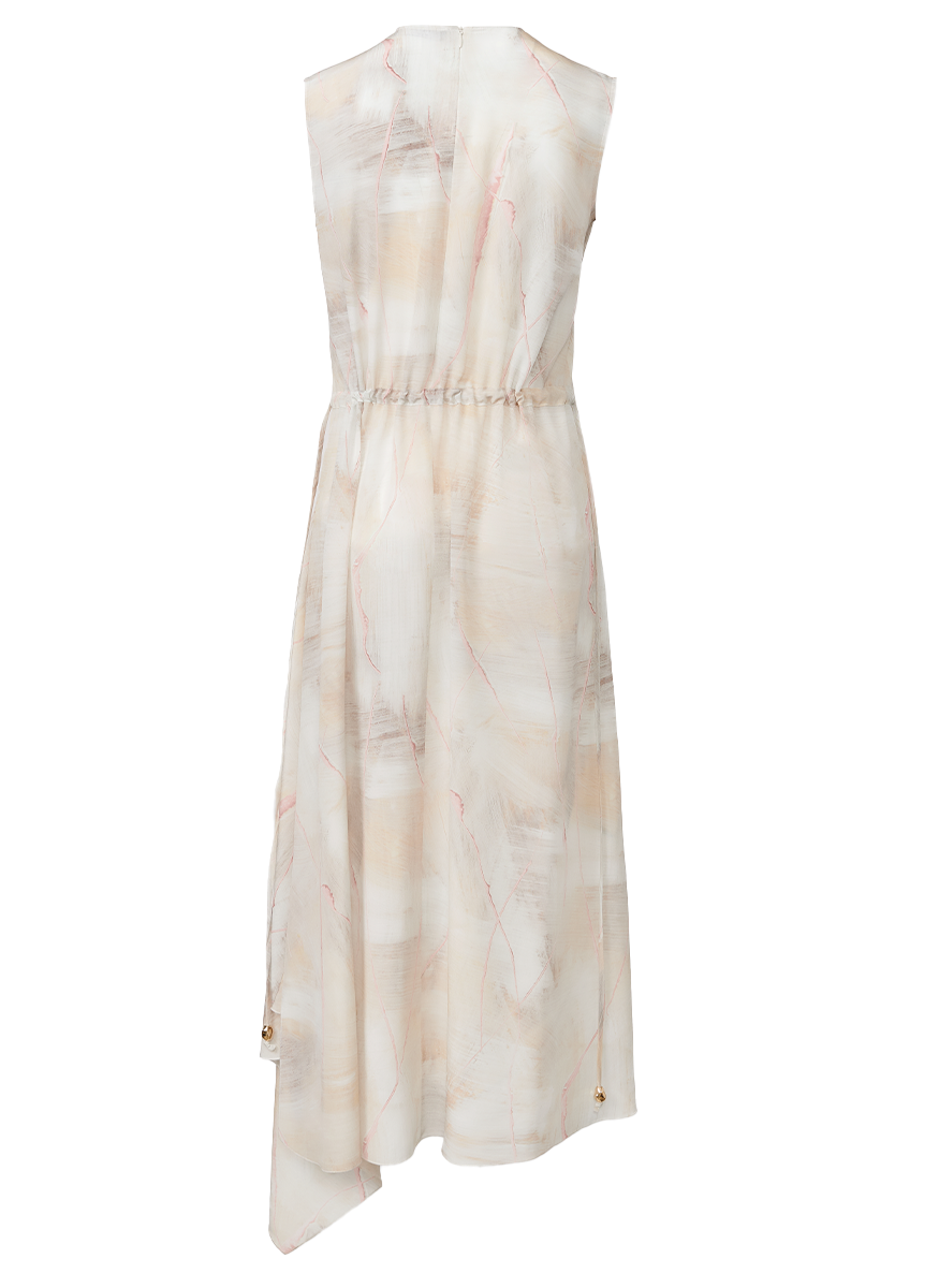 Printed Crepe De Chine Sleeveless Dress
