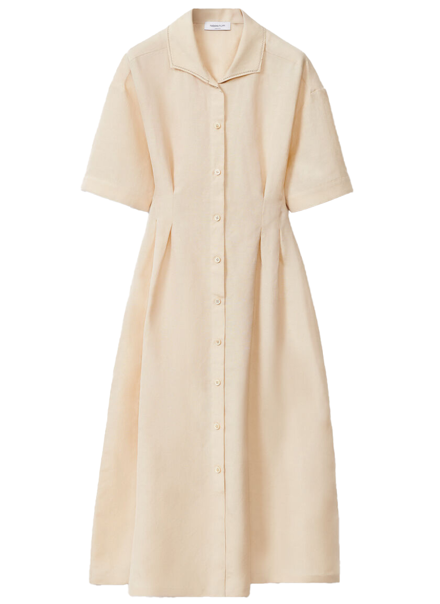 Viscose Linen Short Sleeve Shirt Dress