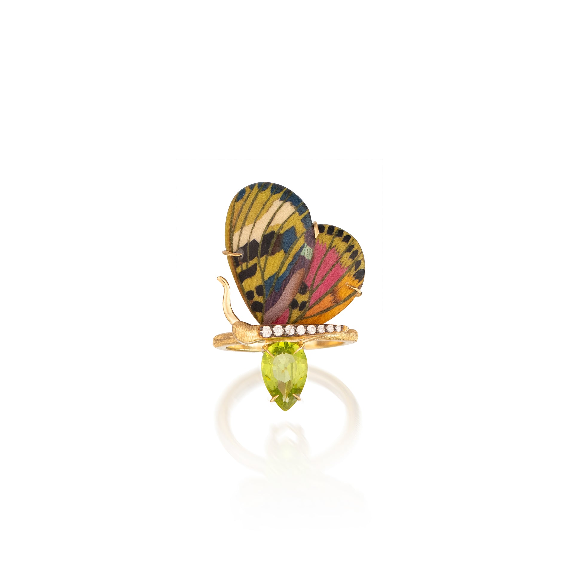 Marquetry Mini Butterfly Ring with Peridot