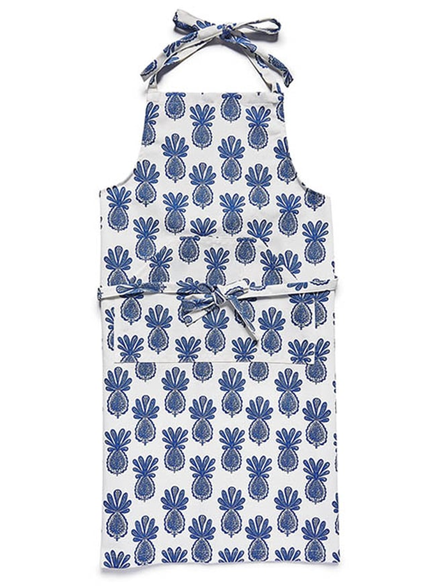Apron with Pockets in Pineapple Blue