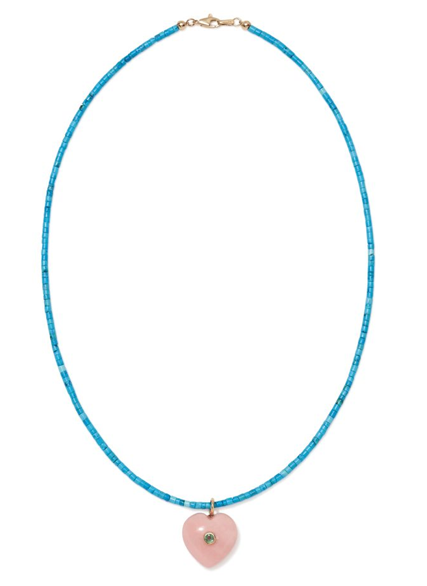 Turquoise Heart Necklace, 14K Gold