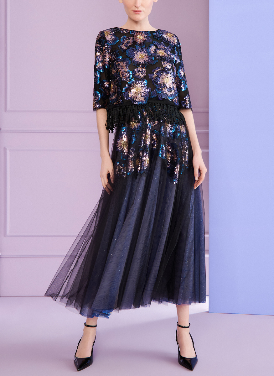 Sequin Tulle Floral Top