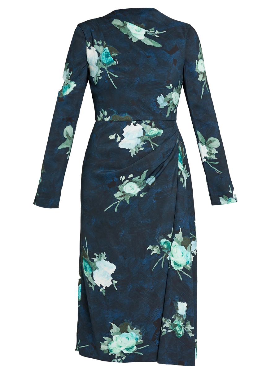 Long Sleeve Draped Midi Dress