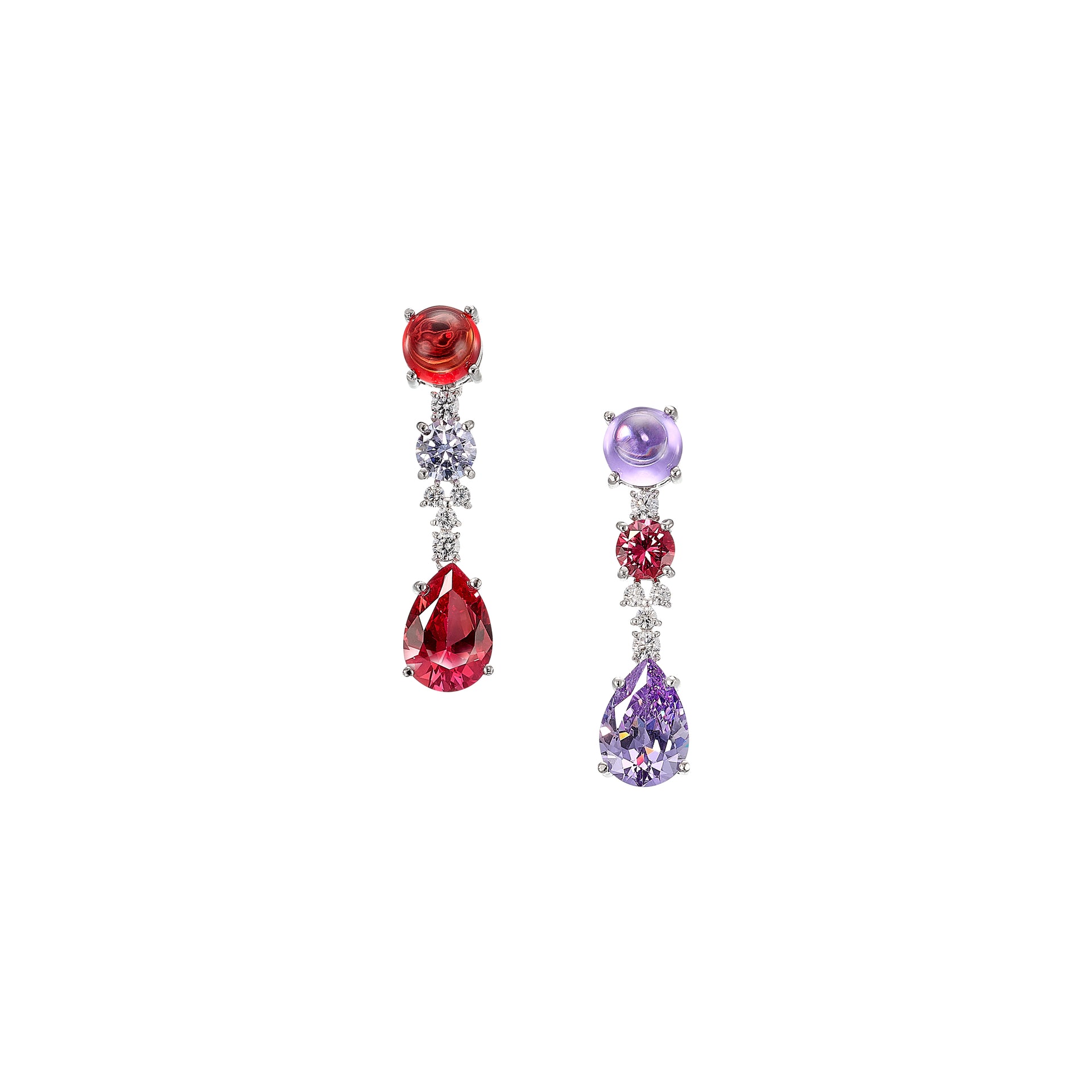 Lavender Ruby Tutti Frutti Earrings