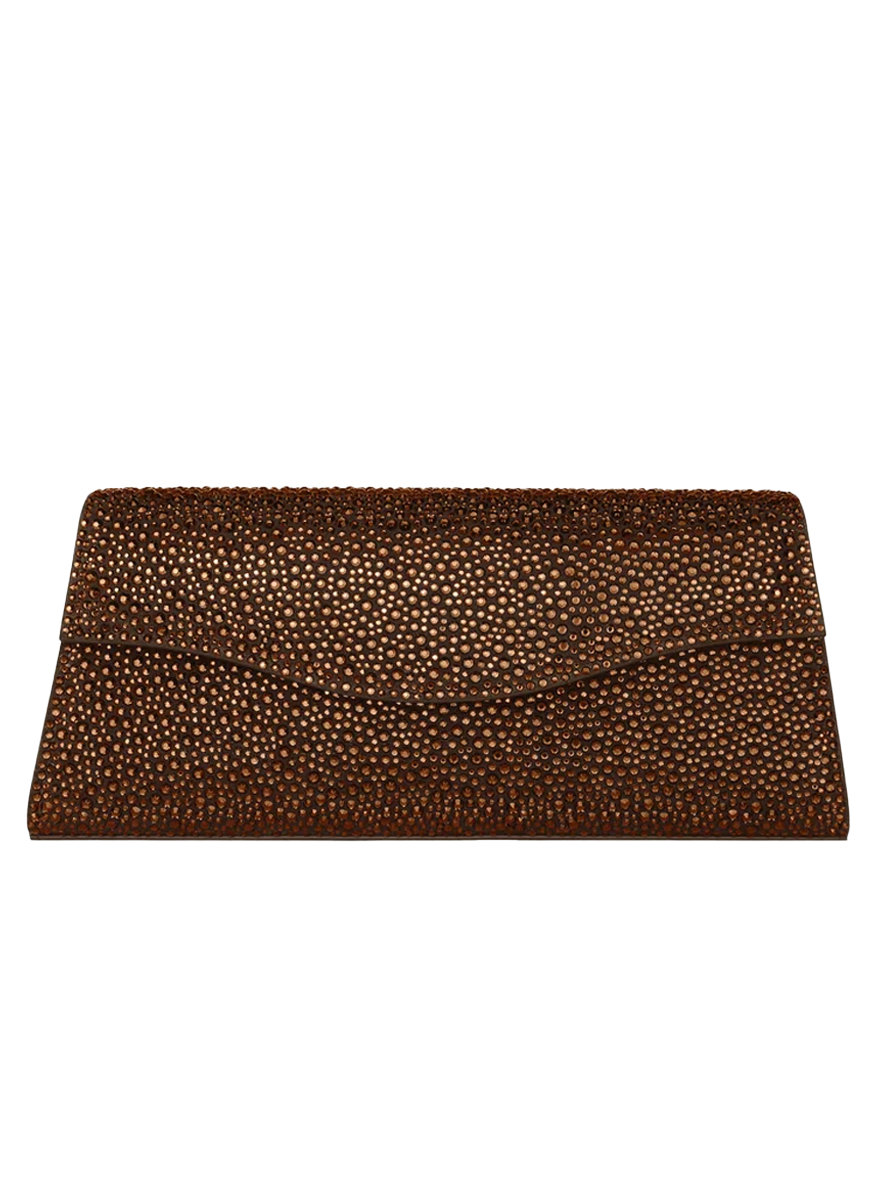 The Midnight Crystal Clutch in Chocolate