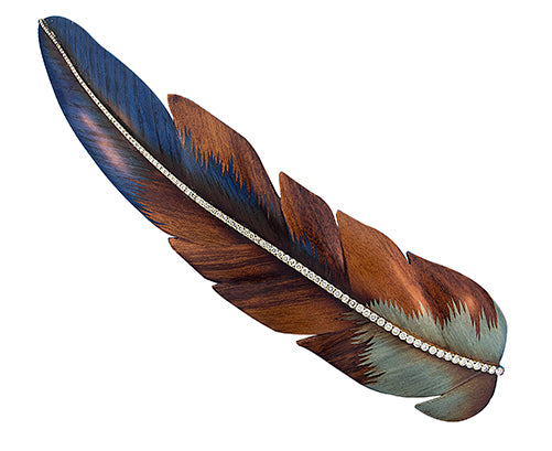 Feather Marquetry Brooch