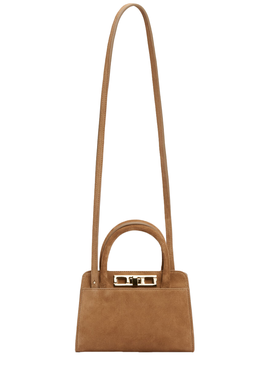 Small Suede Handbag with Metallic Closure