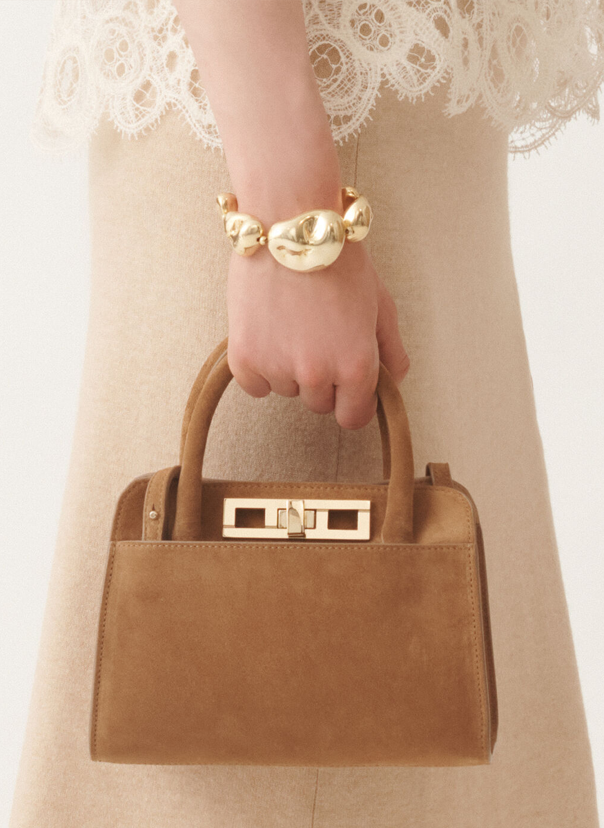 Small Suede Handbag with Metallic Closure - Fabiana Filippi