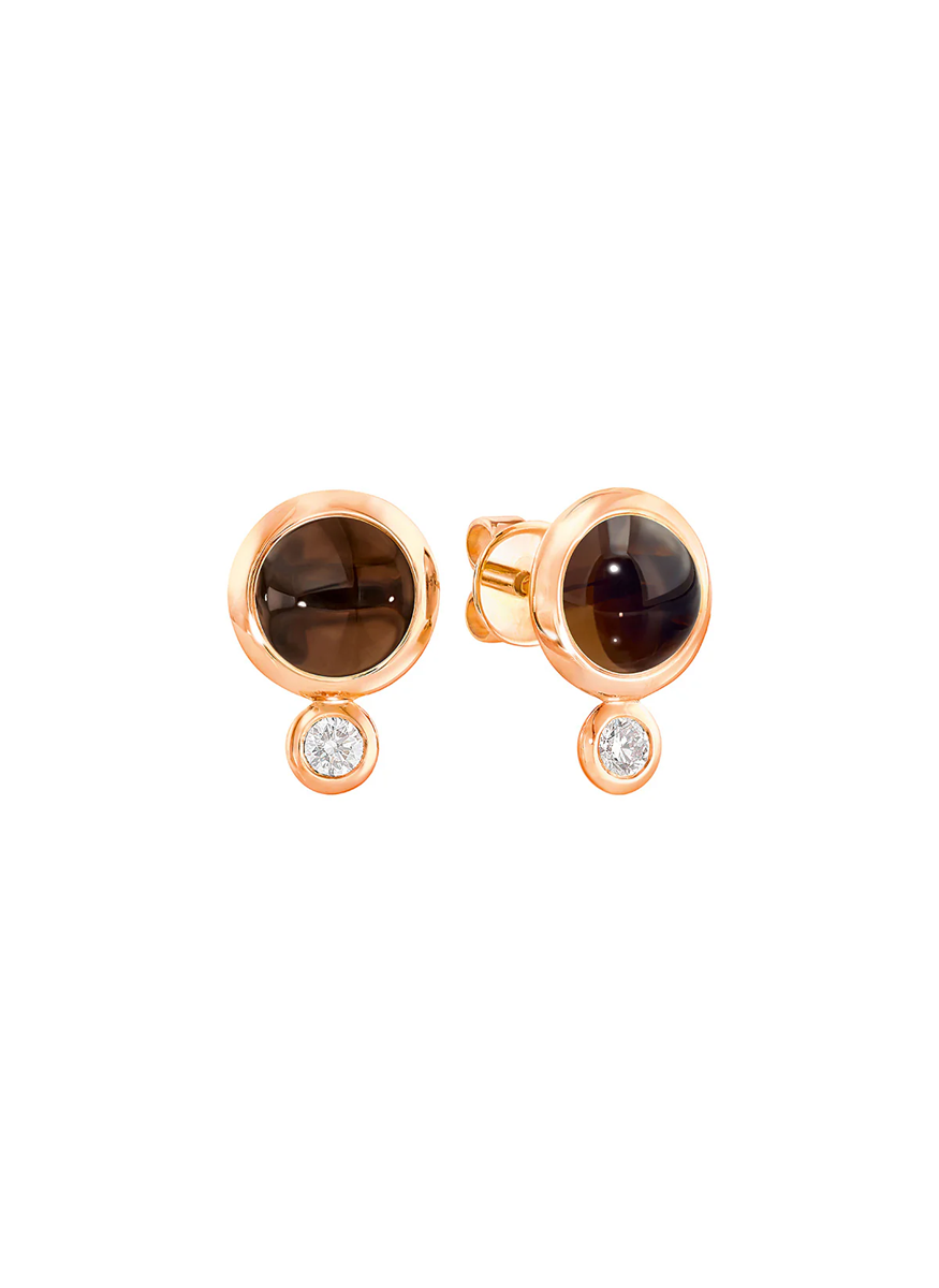 Bouton Studs, Smoky Quartz