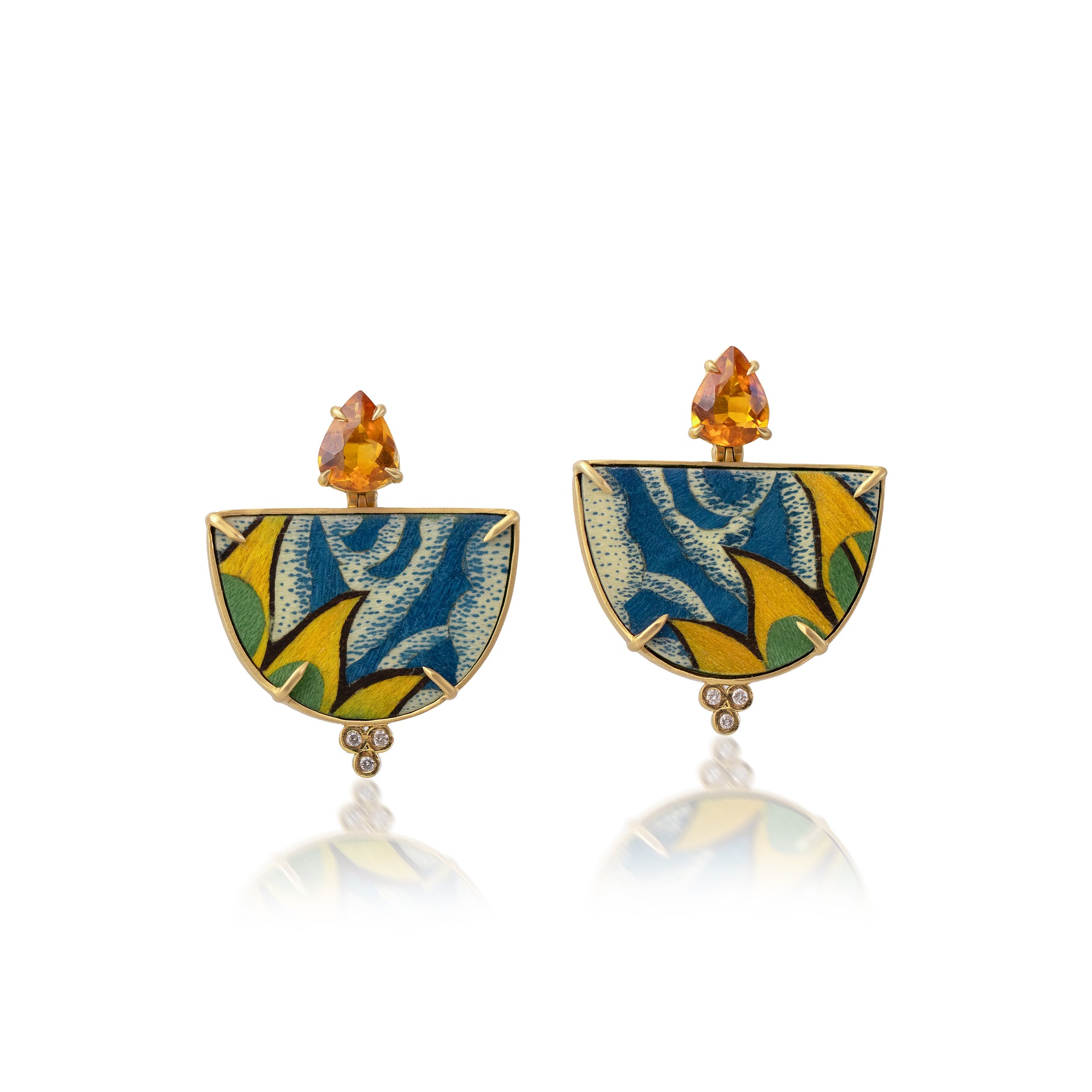 Tibetan Leaf Marquetry Earrings